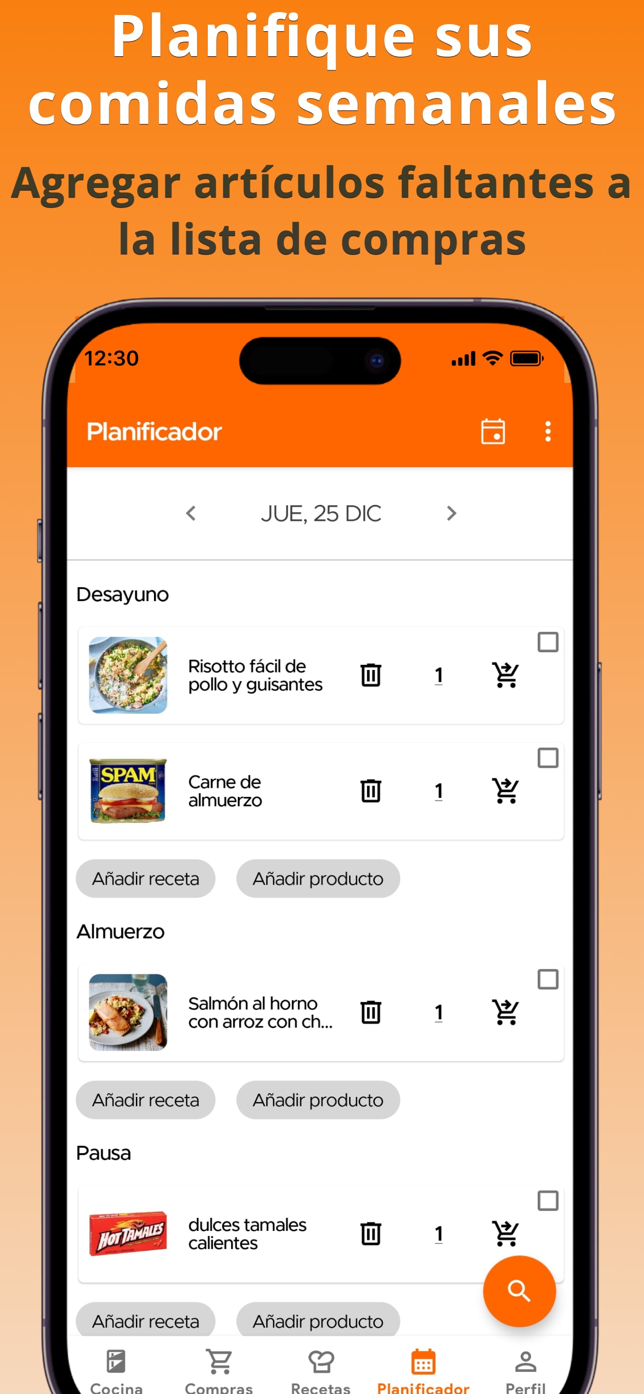 Meal Planner Calendar View
